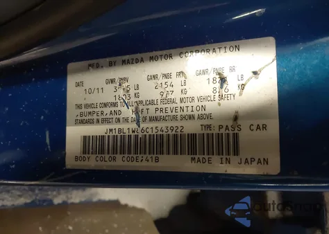 2012 Mazda Mazda3 I Grand Touring from USA, damaged, VIN JM1BL1W86C1543922